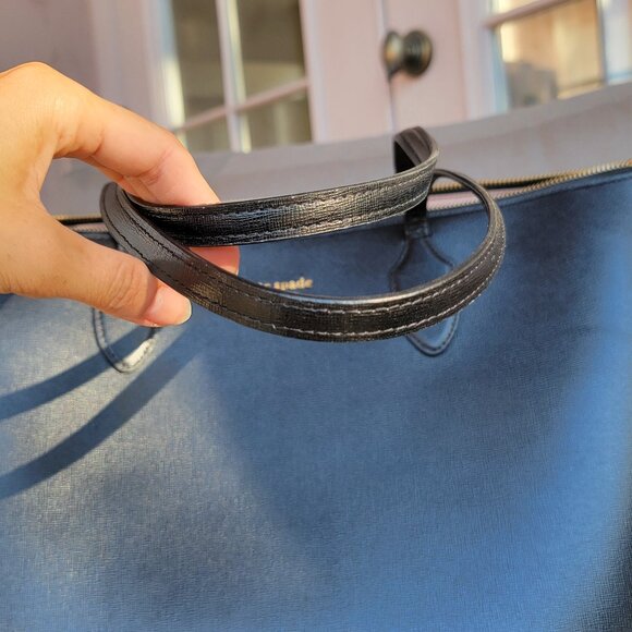 KATE SPADE Bleecker Black Saffiano Leather Large Zip Top Tote Bag - Picture 15 of 15